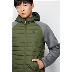 Anorak con capucha Caqui y gris