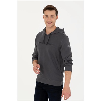 Erkek Antrasit Kapüşonlu Sweatshirt