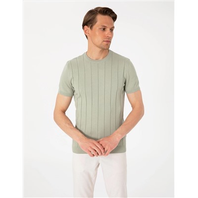 Çağla Slim Fit %100 Pamuk Bisiklet Yaka Triko Tişört