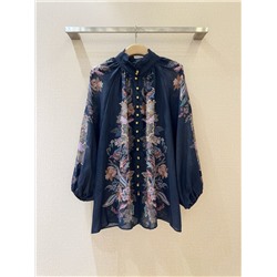 Рубашка с высоким воротом и рукавами-фонариками,  с узором "пейсли"   ZIMMERMAN*N