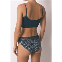 Braga clásica ancha algodón azul estampado flores