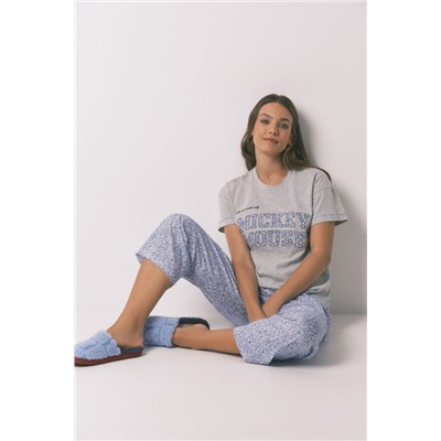 Pijama capri algodón Mickey gris