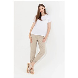 Kadın Beyaz Bisiklet Yaka Tişört