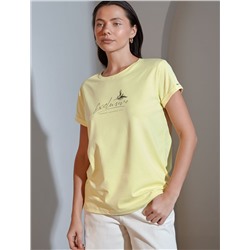 Свободная футболка с принтом из премиального хлопка с эластаном