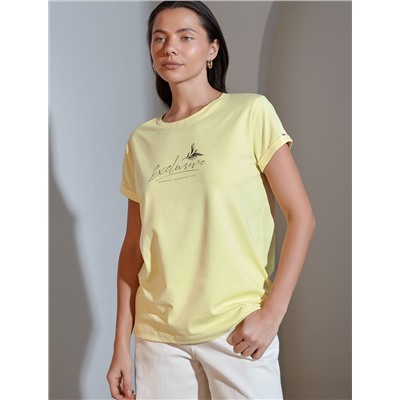 Свободная футболка с принтом из премиального хлопка с эластаном