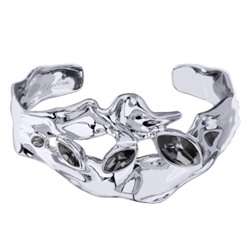 Браслет Эйва (кристаллы SW темно-серые; покрытие родий), Есть комплект