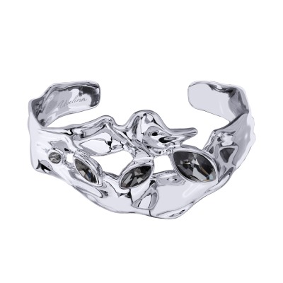 Браслет Эйва (кристаллы SW темно-серые; покрытие родий), Есть комплект