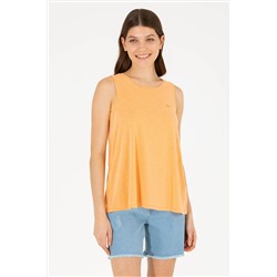 Kadın Turuncu Bisiklet Yaka Kolsuz Tişört