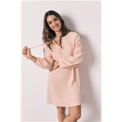 Camisón midi canalé algodón rosa