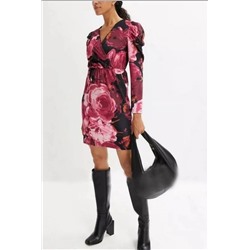 Женское платье в стиле ретро из бархата с цветочным принтом