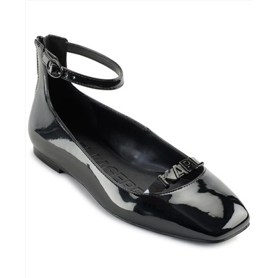 KARL LAGERFELD PARIS Women's Zyvia Logo Ankle Strap Flats