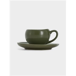 Чашка с блюдцем, 90 мл, зелёная, Organica