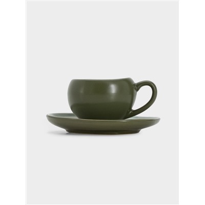 Чашка с блюдцем, 90 мл, зелёная, Organica