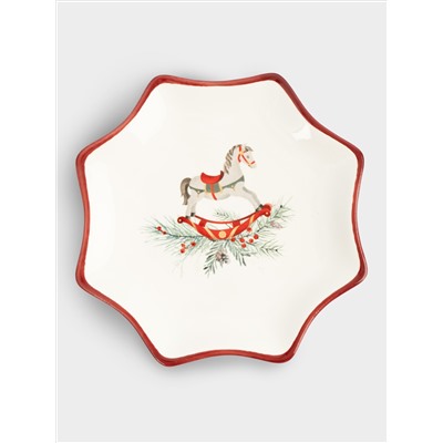 Блюдо, 20 см, керамика D, красное, Лошадка, Festival