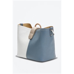 Bandolera y neceser de piel Yate - Azul claro y blanco