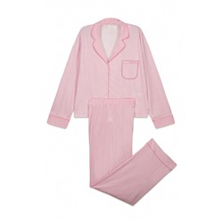 Pijama camisero largo rayas rosa algodón