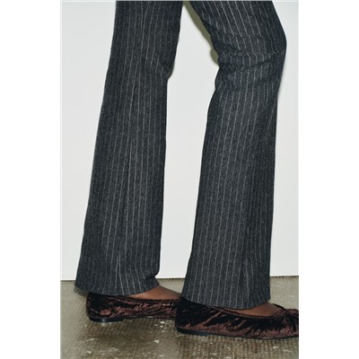 VELVET EFFECT BALLERINA FLATS WITH STRAPS