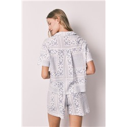 Pijama corto camisero algodón estampado bandana
