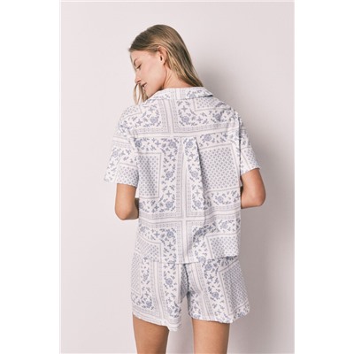 Pijama corto camisero algodón estampado bandana