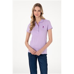 Kadın Lila Basic Polo Yaka Tişört