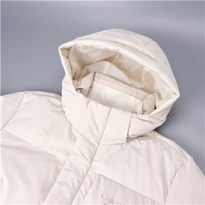 Мужской зимний пуховик средней длины с капюшоном из плотного и теплого белого утиного пуха СК