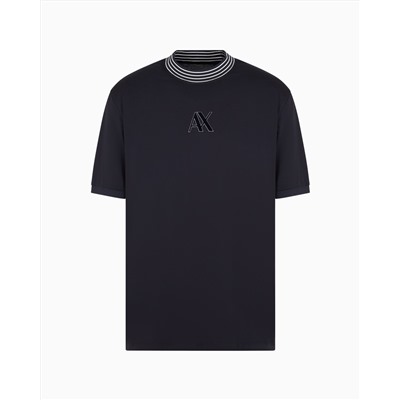 REGULAR FIT T-SHIRT WITH STRIPED CREW NECK IN ASV MERCERISED COTTON