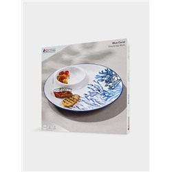 Блюдо, 32 см, керамика К, белое, круглое, Синие кораллы, Blue Coral