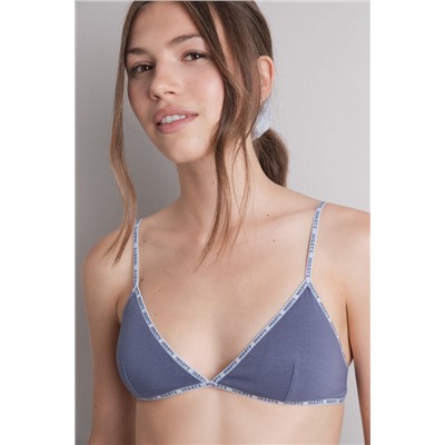 Sujetador triangular algodón copas extraíbles azul