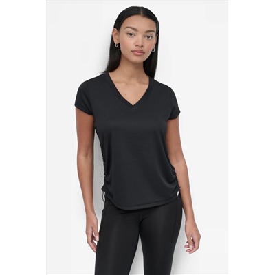 RUCHED TECH-MESH PERFORMANCE TEE
