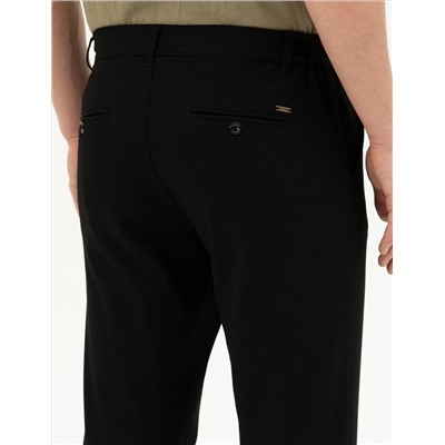 Siyah Carrot Fit Jogger Kanvas Pantolon
