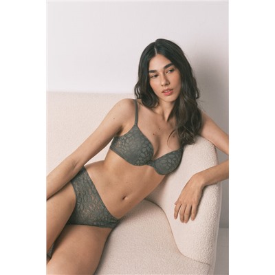 Sujetador GORGEOUS push up encaje kaki