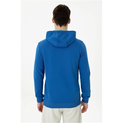 Erkek Saks Kapüşonlu Sweatshirt