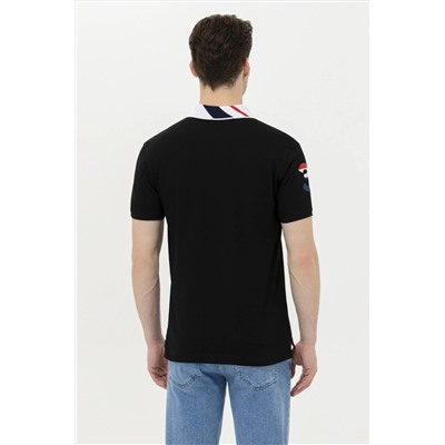 Erkek Siyah Basic Polo Yaka Tişört