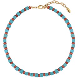 Колье Селена (бирюза 6мм, коралл 3мм; покрытие золото) 42-46см, Есть комплект