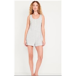 Rib Henley Pajama Romper