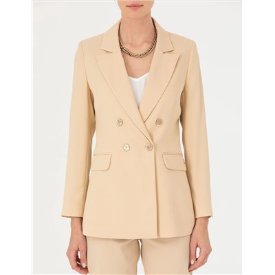 Bej Kruvaze Slim Fit Ceket