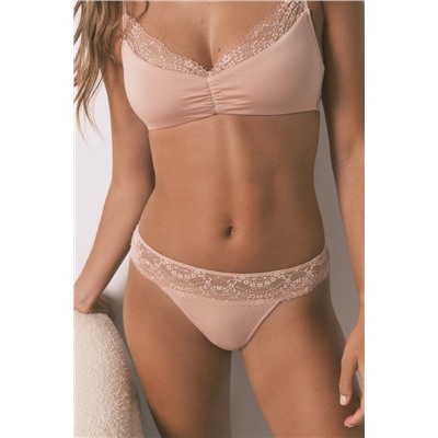 Tanga encaje cintura rosa