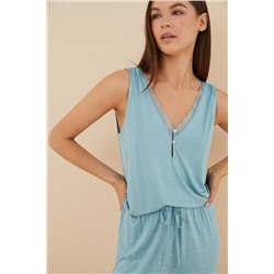 Pijama Capri flores azul