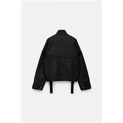 ZW COLLECTION CONTRAST BOMBER JACKET WITH BUCKLES