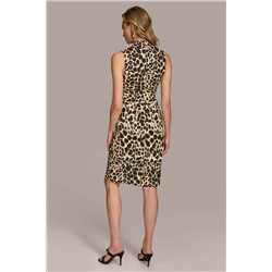 V-NECK LEOPARD MIDI DRESS