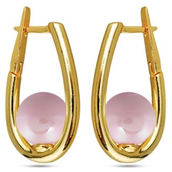 Серьги (Майорка 12мм холодно-розовая; покрытие золото), Есть комплект