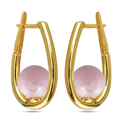 Серьги (Майорка 12мм холодно-розовая; покрытие золото), Есть комплект