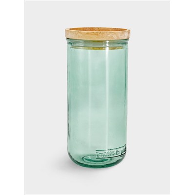 Банка для сыпучих продуктов, 820 мл, стекло/дерево, зеленая, Jars
