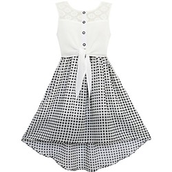 Sunny Fashion Girls Dress Chiffon Floral High-Low Tie Waist Party Princess