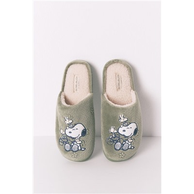 Zapatillas casa Snoopy kaki oscuro