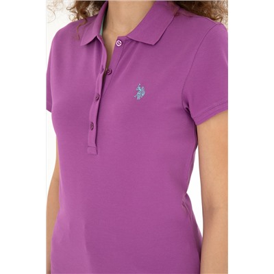 Kadın Mor Basic Polo Yaka Tişört