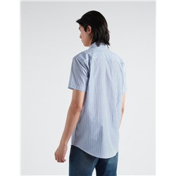 Short Sleeve Striped Shirt, Men, White