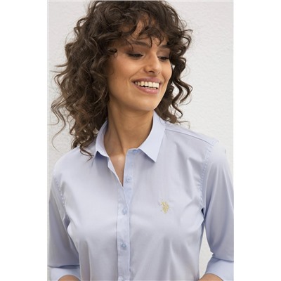 Kadın Açık Mavi Uzun Kollu Basic Gömlek