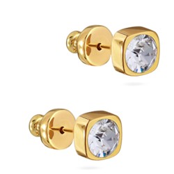 Пусеты Теннис (кристаллы SW белые 4мм; покрытие золото), Есть комплект