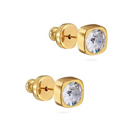 Пусеты Теннис (кристаллы SW белые 4мм; покрытие золото), Есть комплект